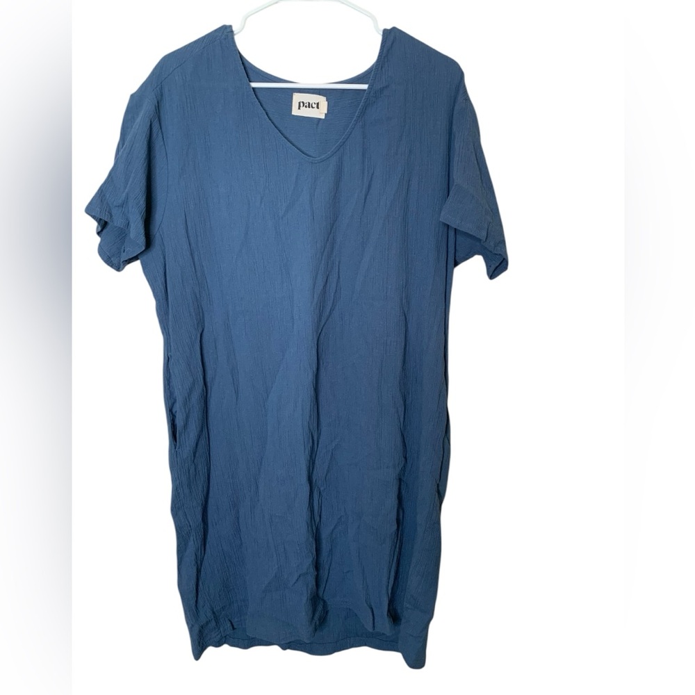 Pact Organic Cotton V Neck Dress Size L Pockets Sustainable Lightweight Capsule